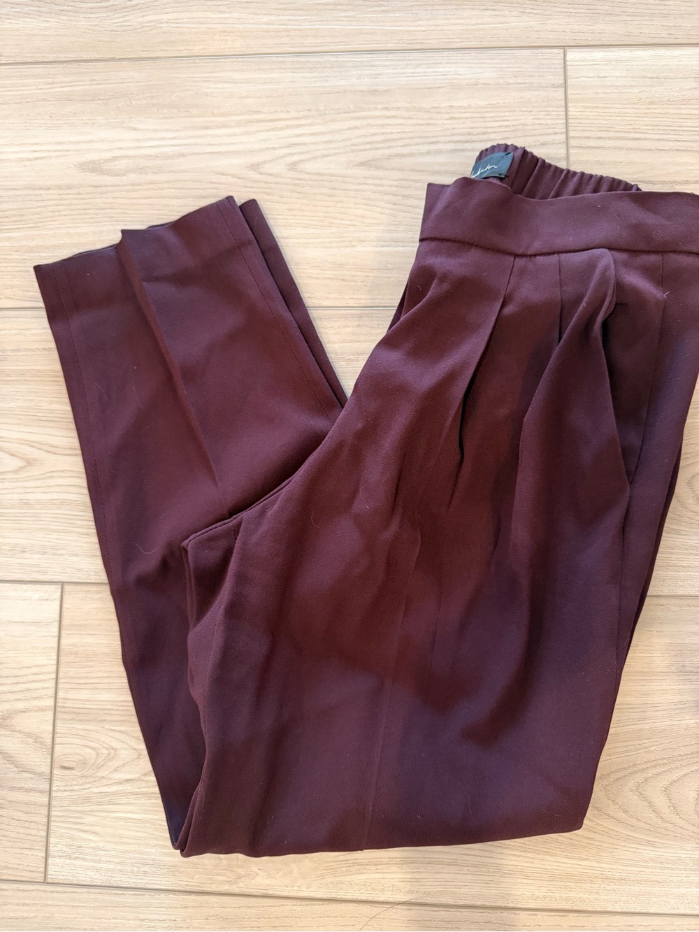 Babaton Burgundy Pleated High-Waist Trousers